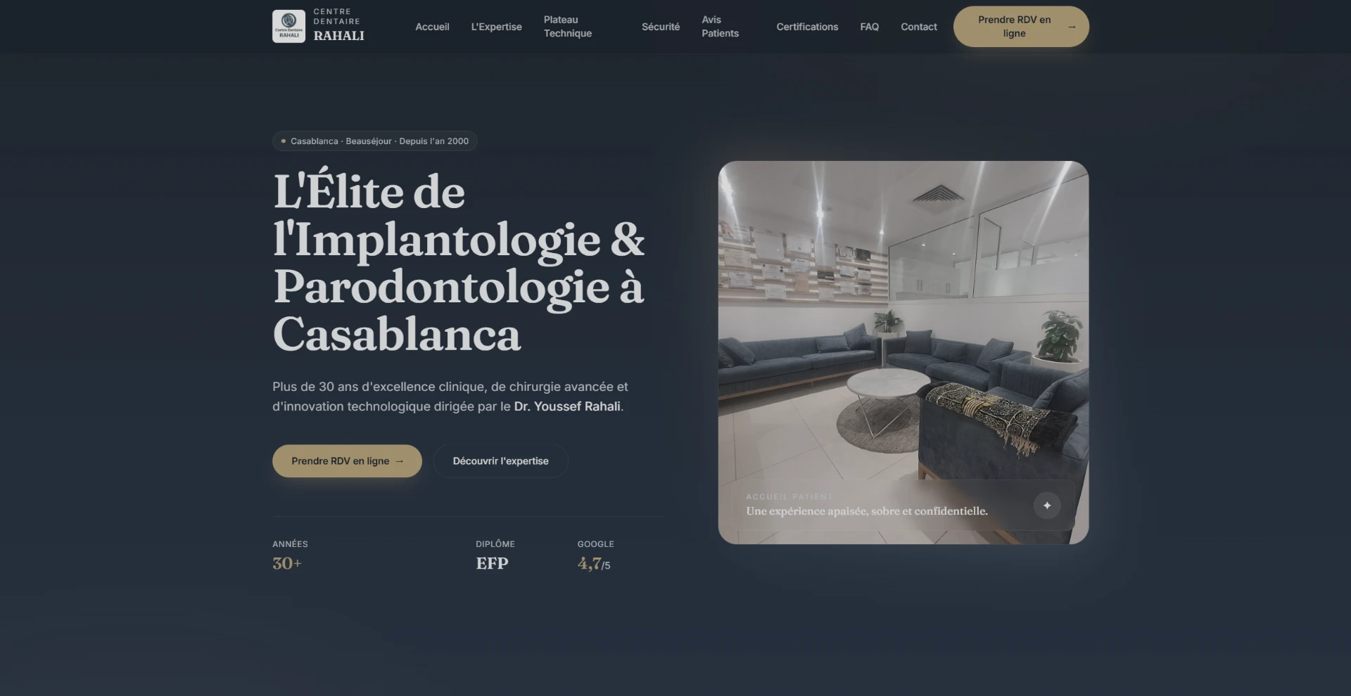 Aperçu du site Centre Dentaire Rahali livré par Drop15