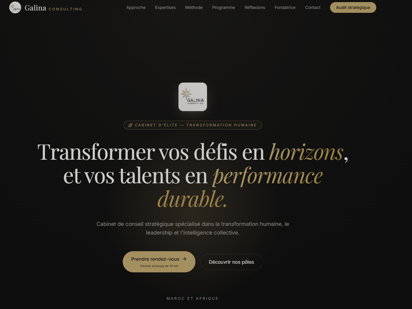 Aperçu du site Galina Consulting livré par Drop15